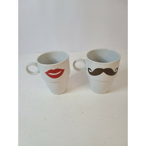 CARIBOU Coffee His And Hers White Coffee Mugs Cups - Picture 1 of 7